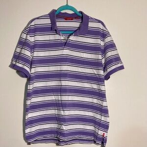 Izod‎ Men's Purple Striped Polo Shirt | Size L/G | Easter Shirt | Fathers Day